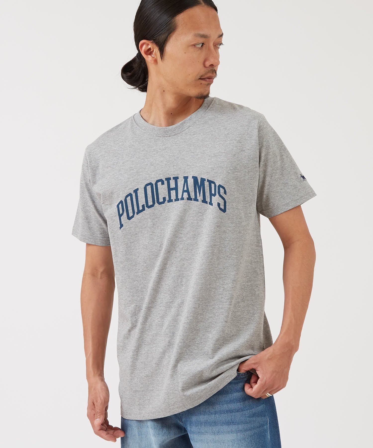 improves POLOCHAMPS カレッジロゴ 半袖Tシャツ インプローブス トップス カットソー・Tシャツ グレー ネイビー ホワイト