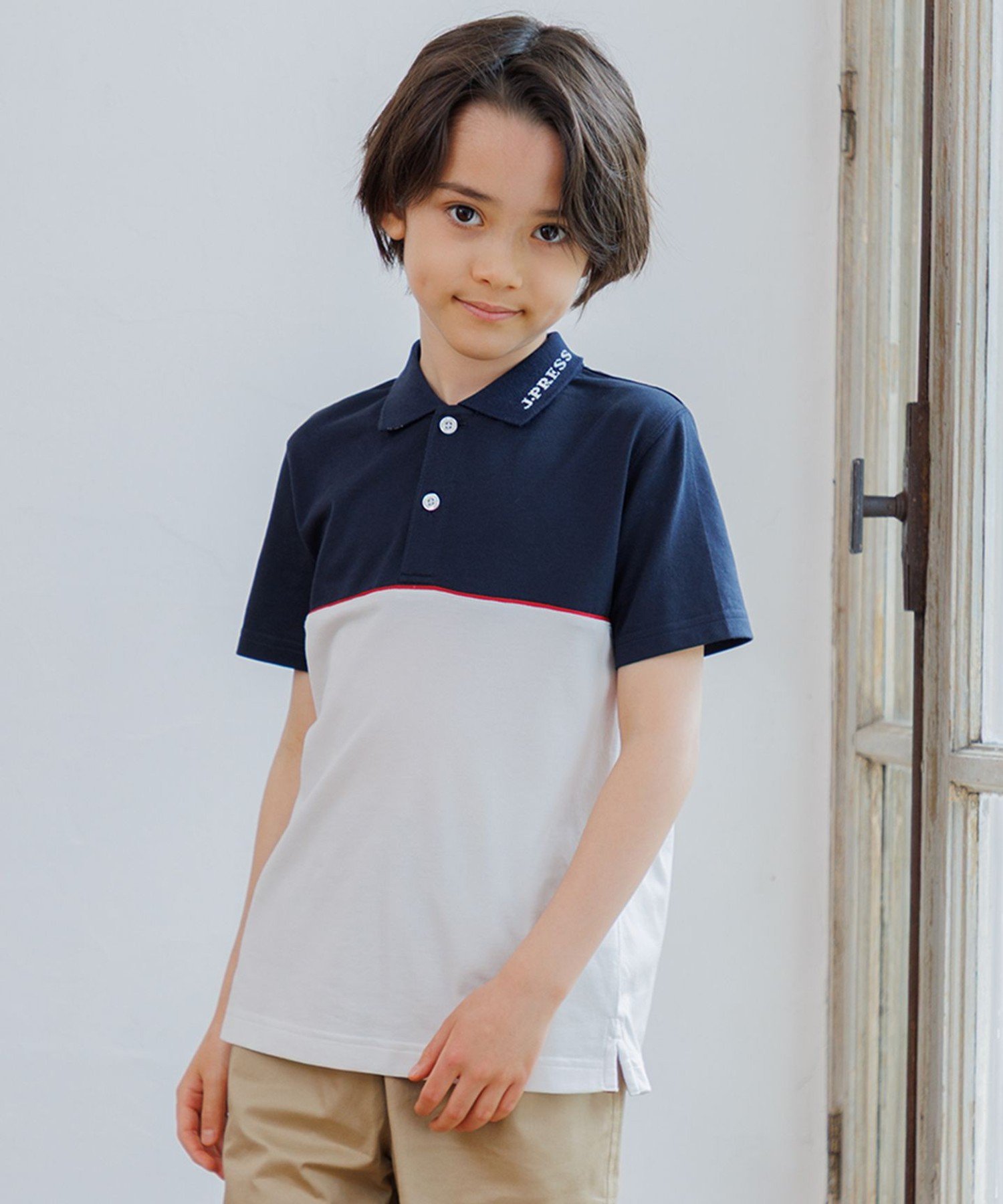 J.PRESS 【140-170cm】 ブロッキングポロシャツ ジェイプレス トップス ポロシャツ...