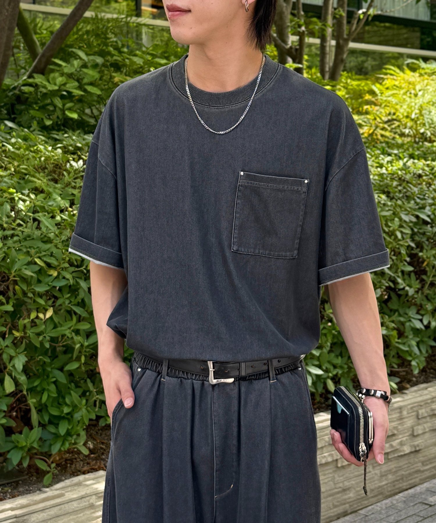 CPCM 【セットアップ可】冷感カットデニムT シーピーシーエム トップス カットソー・Tシャツ ホワイト ブラック ブルー ネイビー【送料無料】