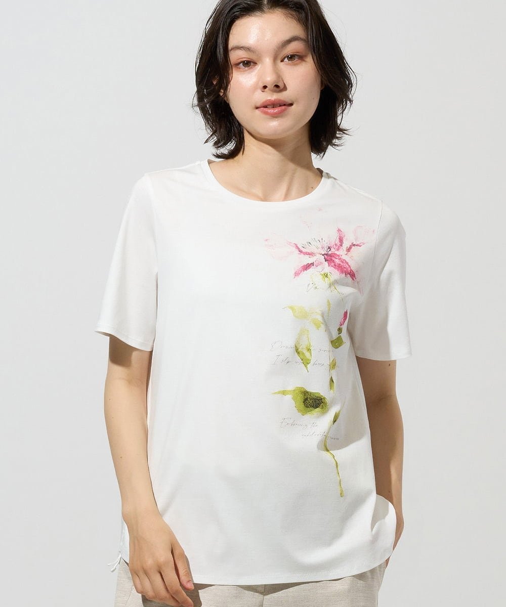 （小さいサイズ） アートプリントTシャツ メゾンドゥサンク トップス カットソー・Tシャツ ホワイト
