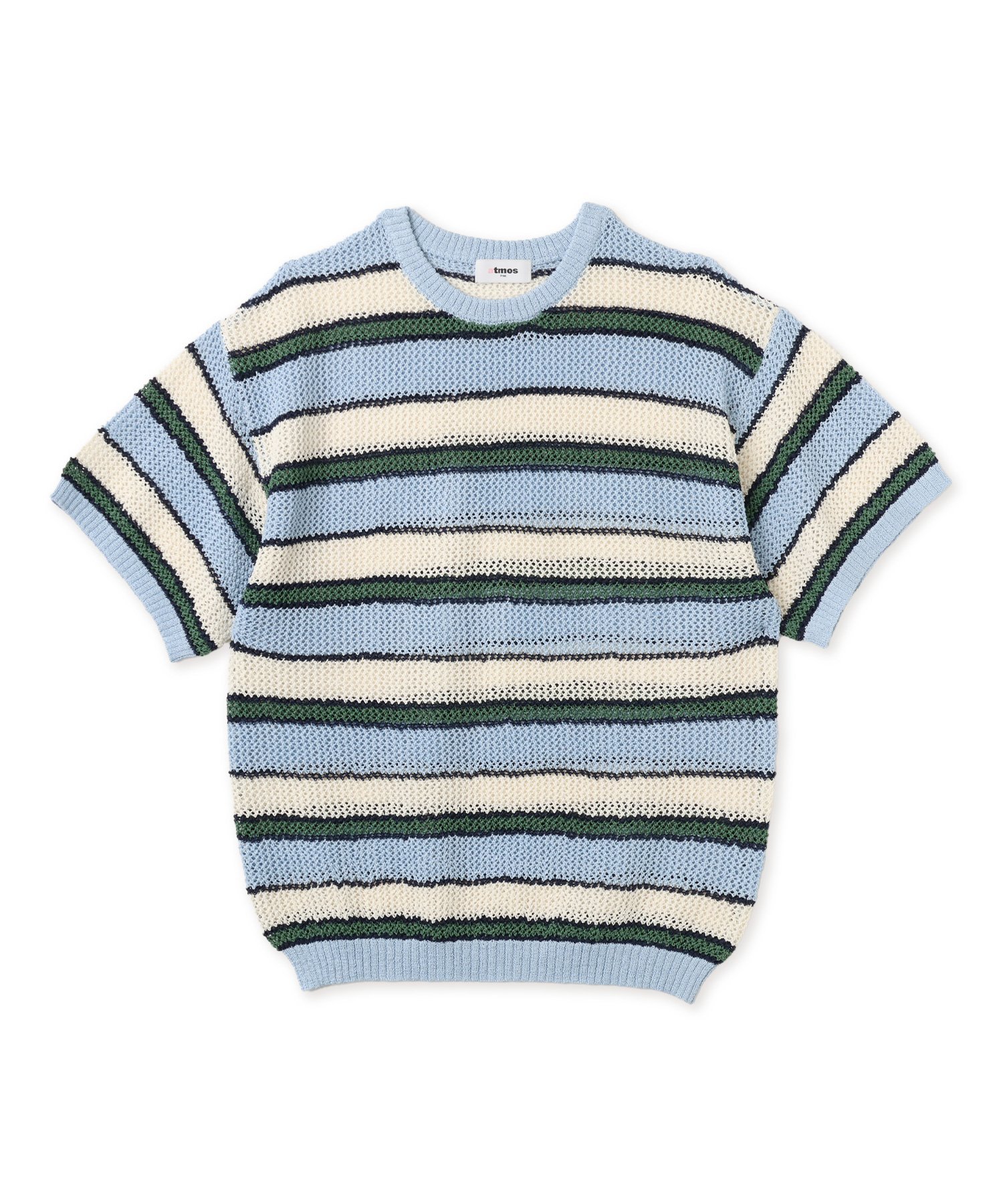 atmos pink atmos pink Border Mesh Knit Tops BLUE アトモス トップス ニット ブルー【送料無料】