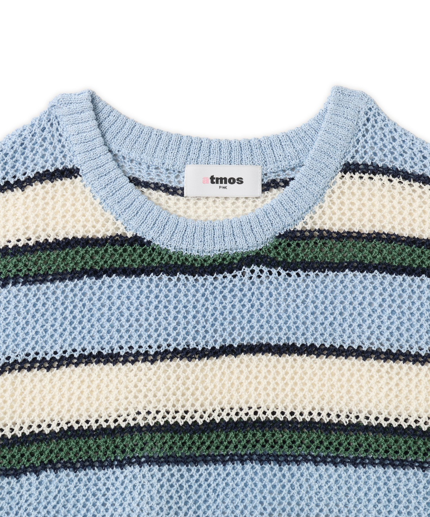atmos pink atmos pink Border Mesh Knit Tops BLUE アトモス トップス ニット ブルー
