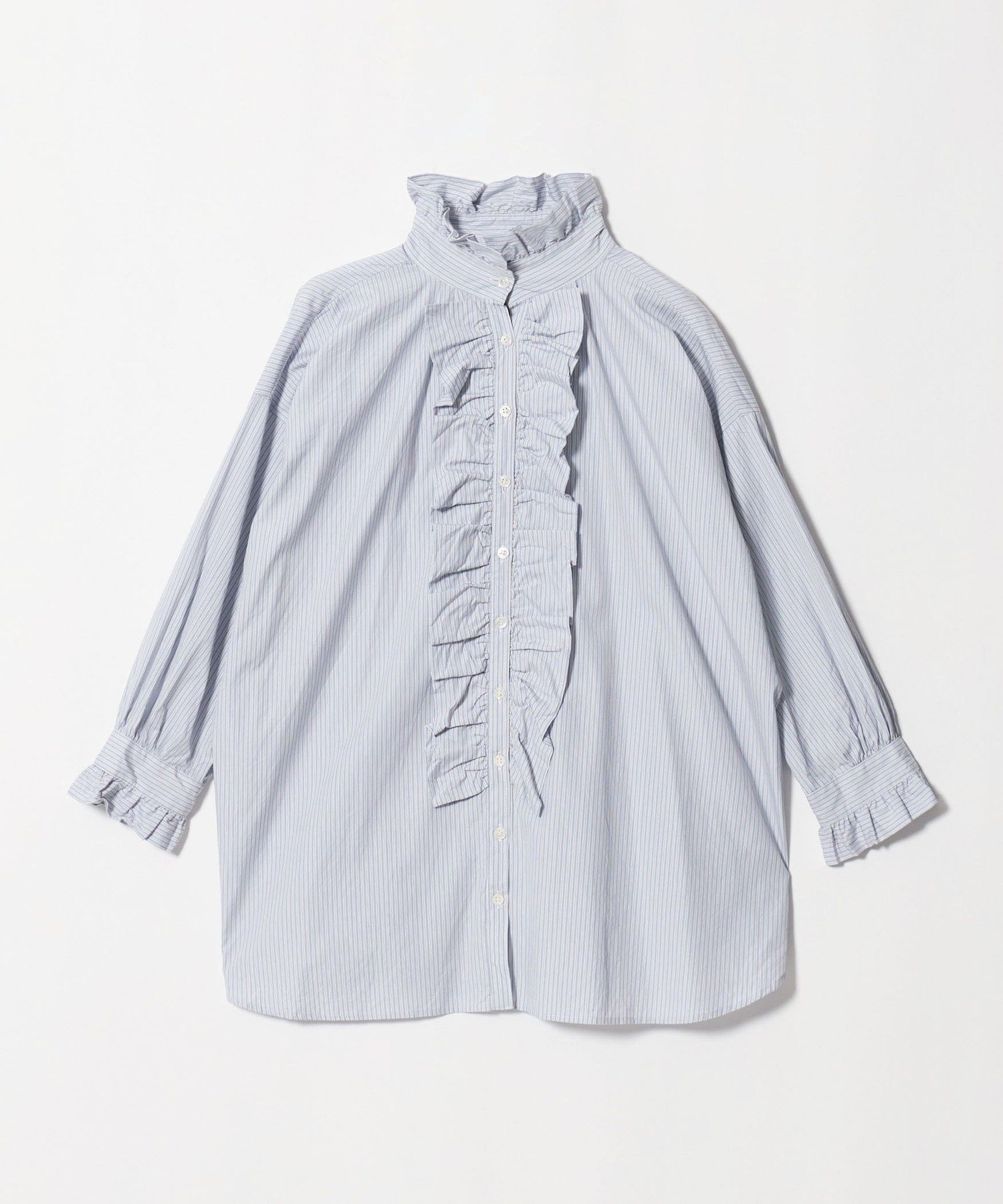 UNITED ARROWS ＜dahl'ia＞フリル ストライプ ロングスリーブ ブラウス ユナイテッドアローズ トップス シャツ・ブラウス グレー【送料無料】