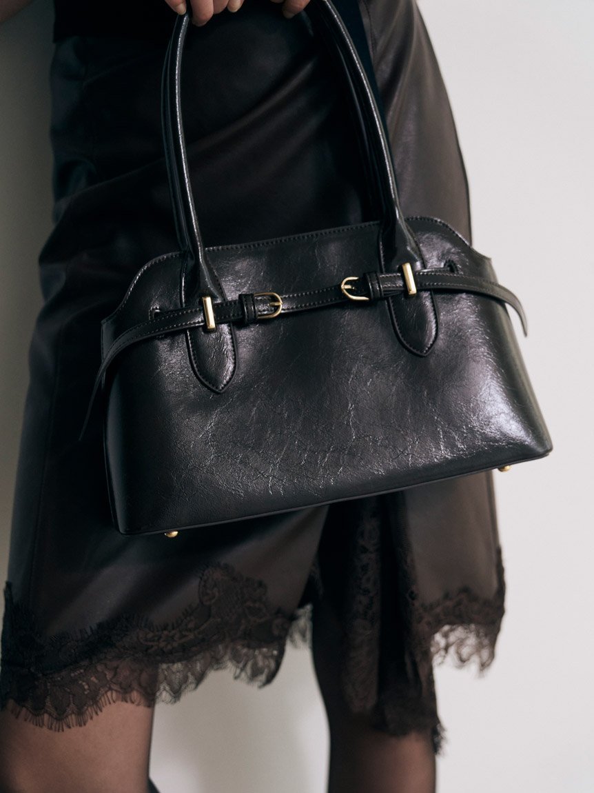 SNIDEL ロングハンドルボストン スナイデル バッグ ハンドバッグ ブラック【送料無料】