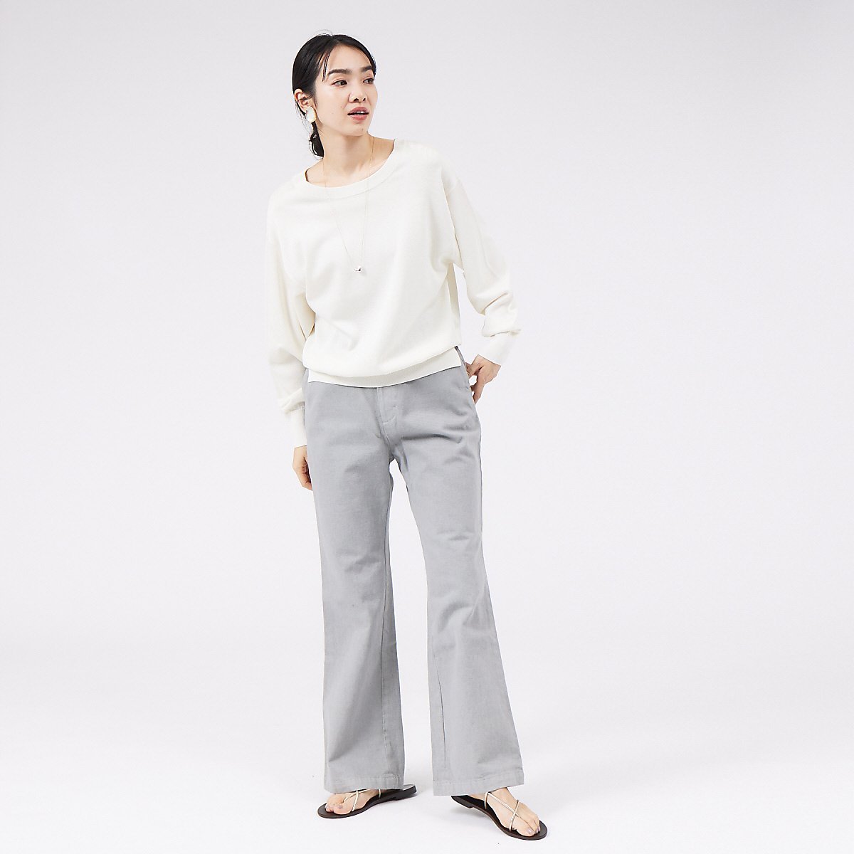 qualite 【e*qualite】製品染ストレートパンツ カリテ パンツ ジーンズ・デニムパンツ グレー ブラウン