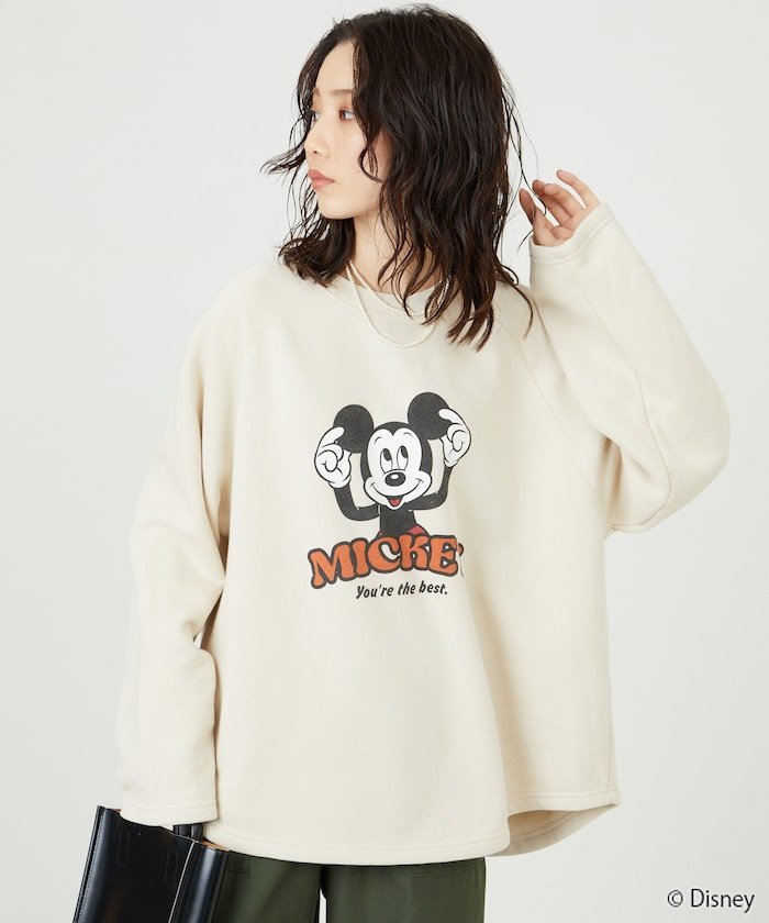 【SALE／35 OFF】FREAK 039 S STORE 別注/Mickey/ウォッシュ加工ラグランスウェット【限定展開】 フリークスストア トップス スウェット トレーナー ブラウン グレー ブラック レッド グリーン