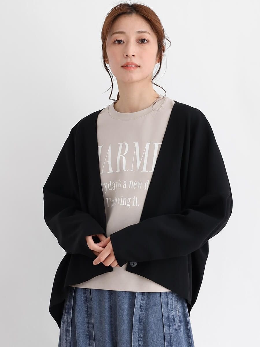 CLOVE 2wayスタイルカーディガン ラシュッド トップス カーディガン グレー ブラック【送料無料】