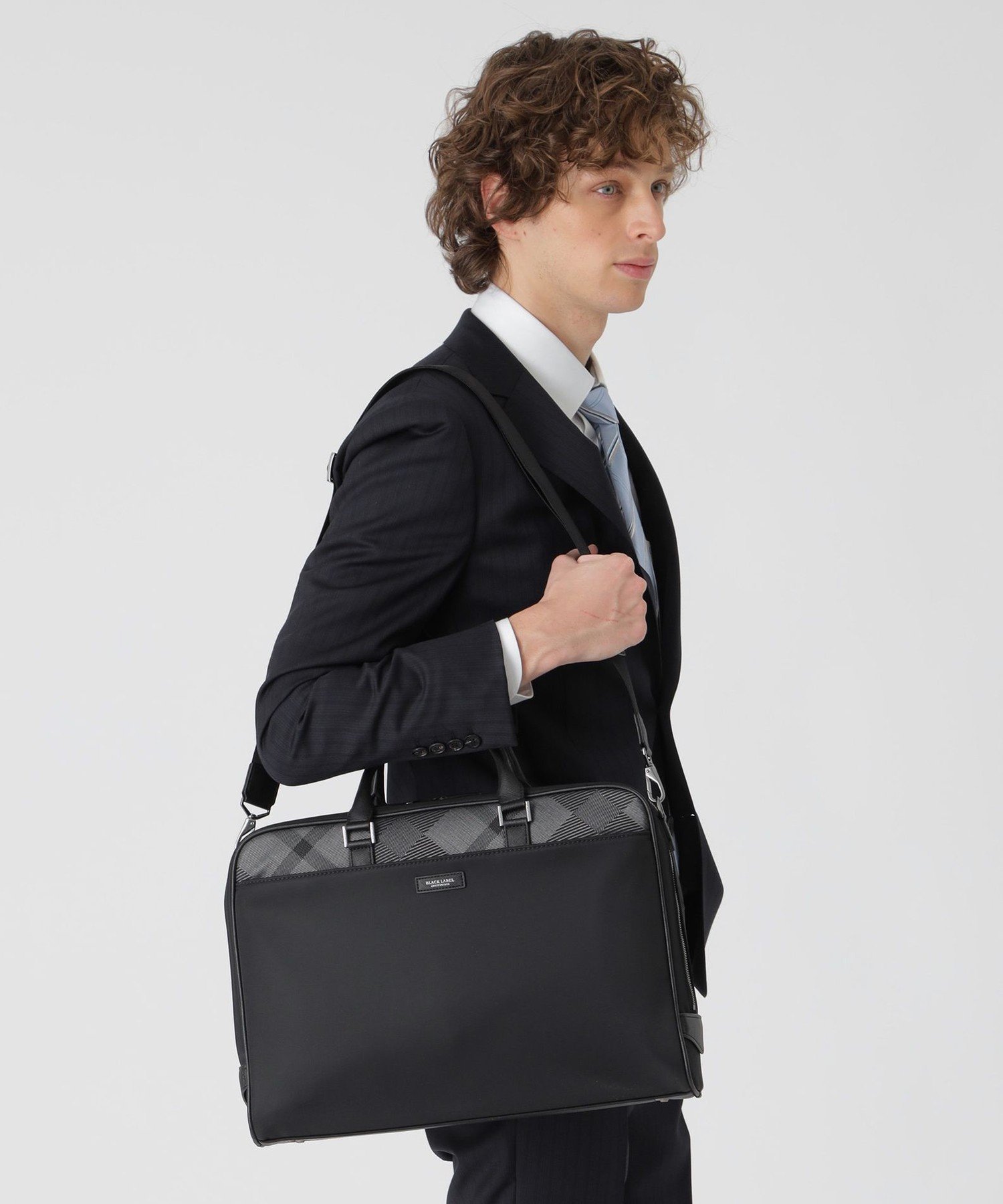 BLACK LABEL CRESTBRIDGE ナイロンコンビカルゼシャドークレストブリッジチェックビジネスブリーフ ブルーレーベル / ブラックレーベル・クレストブリッジ バッグ その他のバッグ ブラック ネイビー【送料無料】