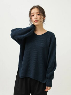 【SALE/75%OFF】earth music&ecology Natural Label Vネック畦ニットプルオーバー アースミュージック&エコロジー ニット 長袖ニット ブルー ホワイト グレー ブラック ピンク ベージュ ブラウン イエロー