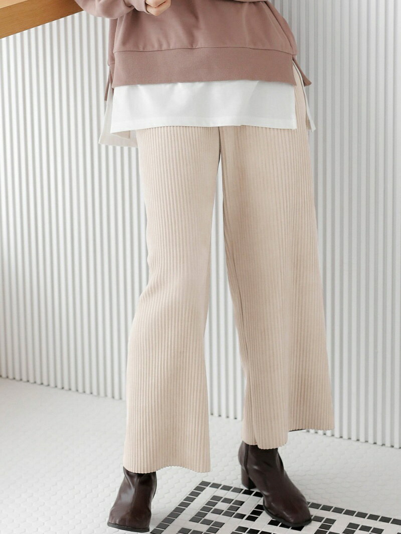 【SALE／50%OFF】INGNI スエポンプリーツワイドパンツ イング パンツ その他のパンツ ホワイト ブラック グレー ピンク パープル ブラウン ベージュ グリーンのサムネイル