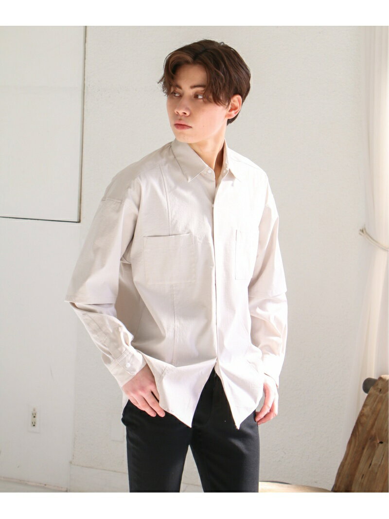 楽天Rakuten Fashion【SALE／50％OFF】VENCE share style レイヤードBIGシャツ ヴァンス エクスチェンジ トップス シャツ・ブラウス ベージュ ブルー