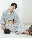 utatane 高級変わり織 メンズ 浴衣3点セット 白にグレーの六弥太格子 ウタタネ 着物・浴衣・和装小物 浴衣 ホワイト【送料無料】