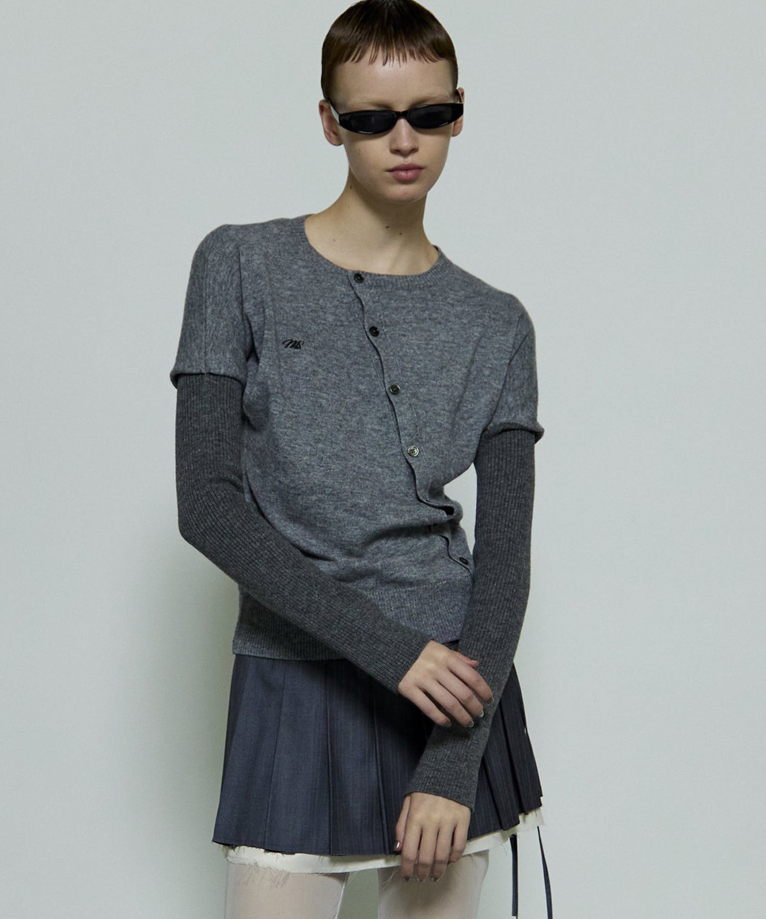 MAISON SPECIAL Asymmetry Knit Cardigan メゾンスペシャル トップス カーディガン レッド ブラック グレー【送料無料】のサムネイル