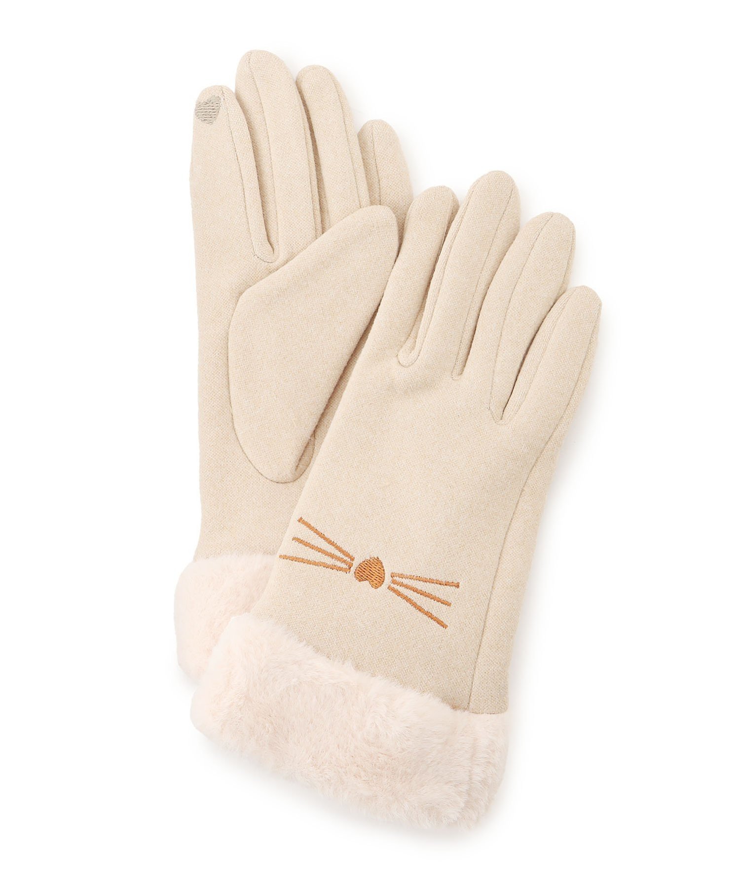 【SALE/51%OFF】Coo+i Coo+i/(W)猫柄タッチパネル対応5本指レディース手袋 スレンダー ファッション雑貨 手袋 ベージュ グレー ピンク
