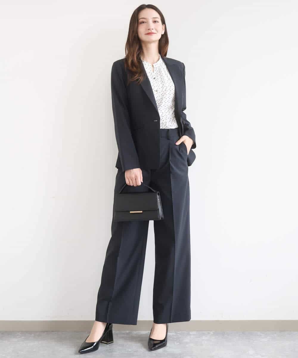 MK MICHEL KLEIN [UVカット/接触冷感/洗える]ミニトライアングル幾何柄ブラウス エムケーミッシェルクラン トップス シャツ・ブラウス ホワイト ネイビー