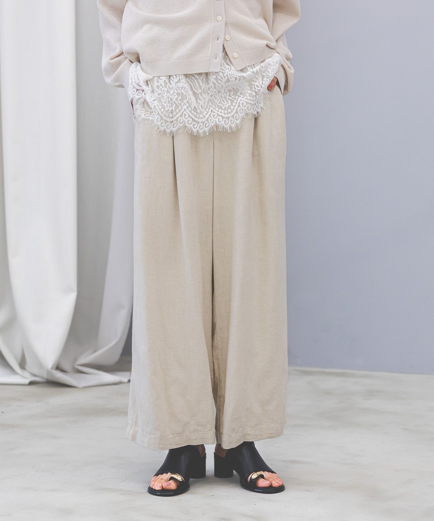 【SALE／30%OFF】GLOBAL WORK フレンチリネンワイドパンツ/600996 グローバルワーク パンツ その他のパンツ ブラウン ブラック グレー ベージュ【送料無料】 stylife-15516796 Rakuten Fashion サンプル画像2