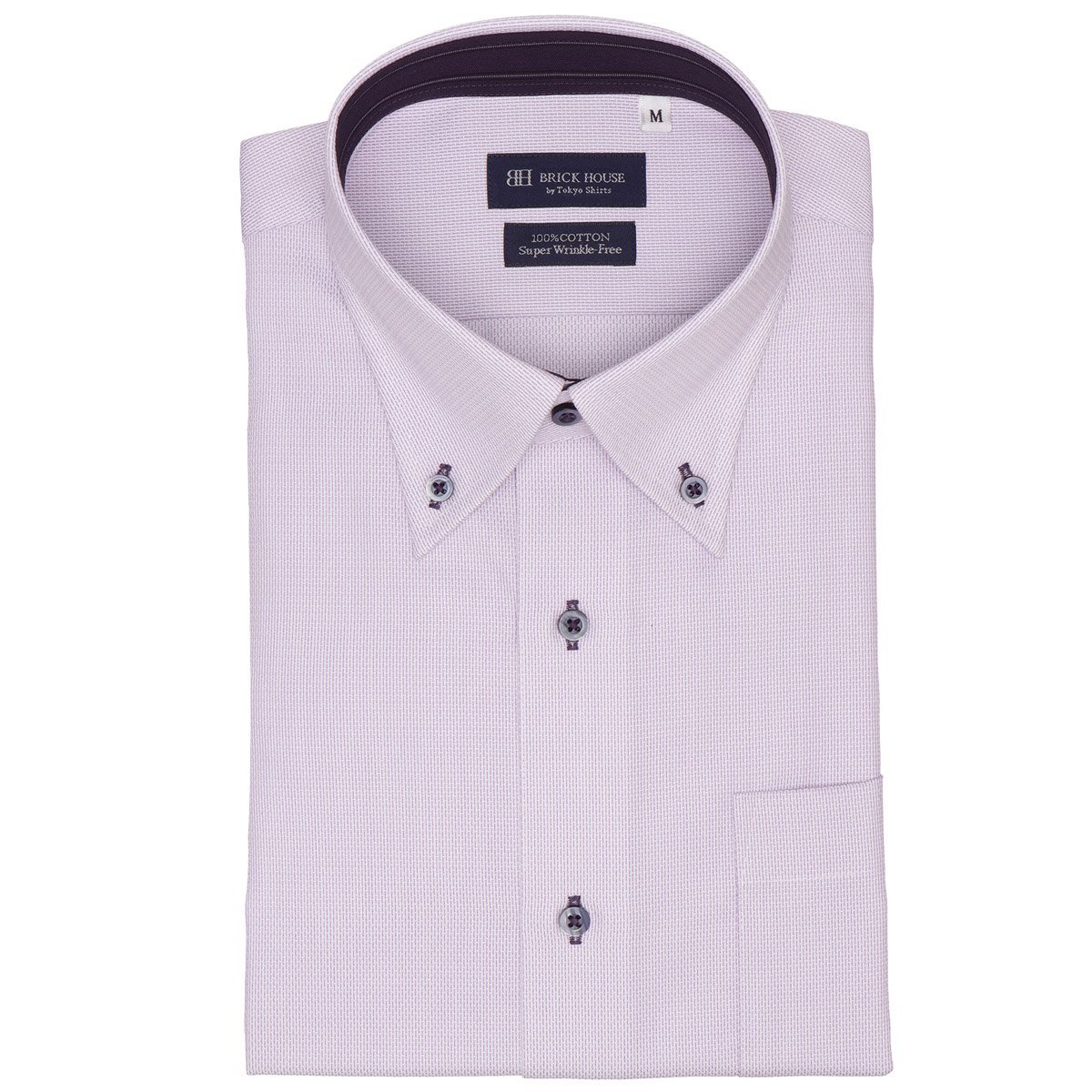 【SALE／26%OFF】BRICK HOUSE by Tokyo Shirts 【超形態安定】【接触冷感】 ボタンダウン 半袖 形態安定 綿100% ワイシャツ BM01K302AA46B4V-01 トーキョーシャツ スーツ・フォーマル Yシャツ・カッターシャツ パープル【送料無料】