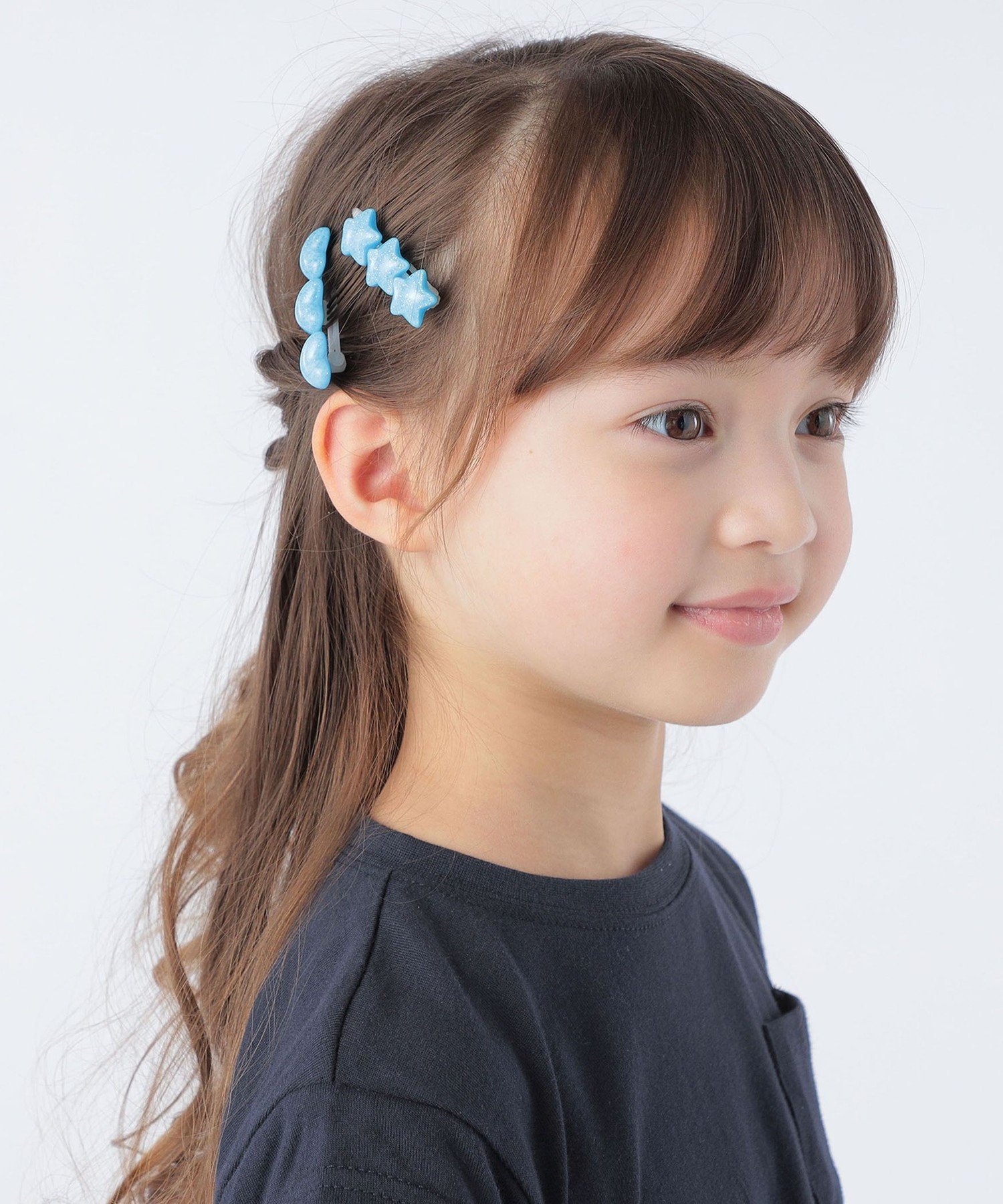 SHIPS KIDS Milk*Soda:ハート スター モチーフ ヘアクリップ シップス ヘアアクセサリー バレッタ・ヘアクリップ・ヘアピン ブルー ホワイト ピンク パープル