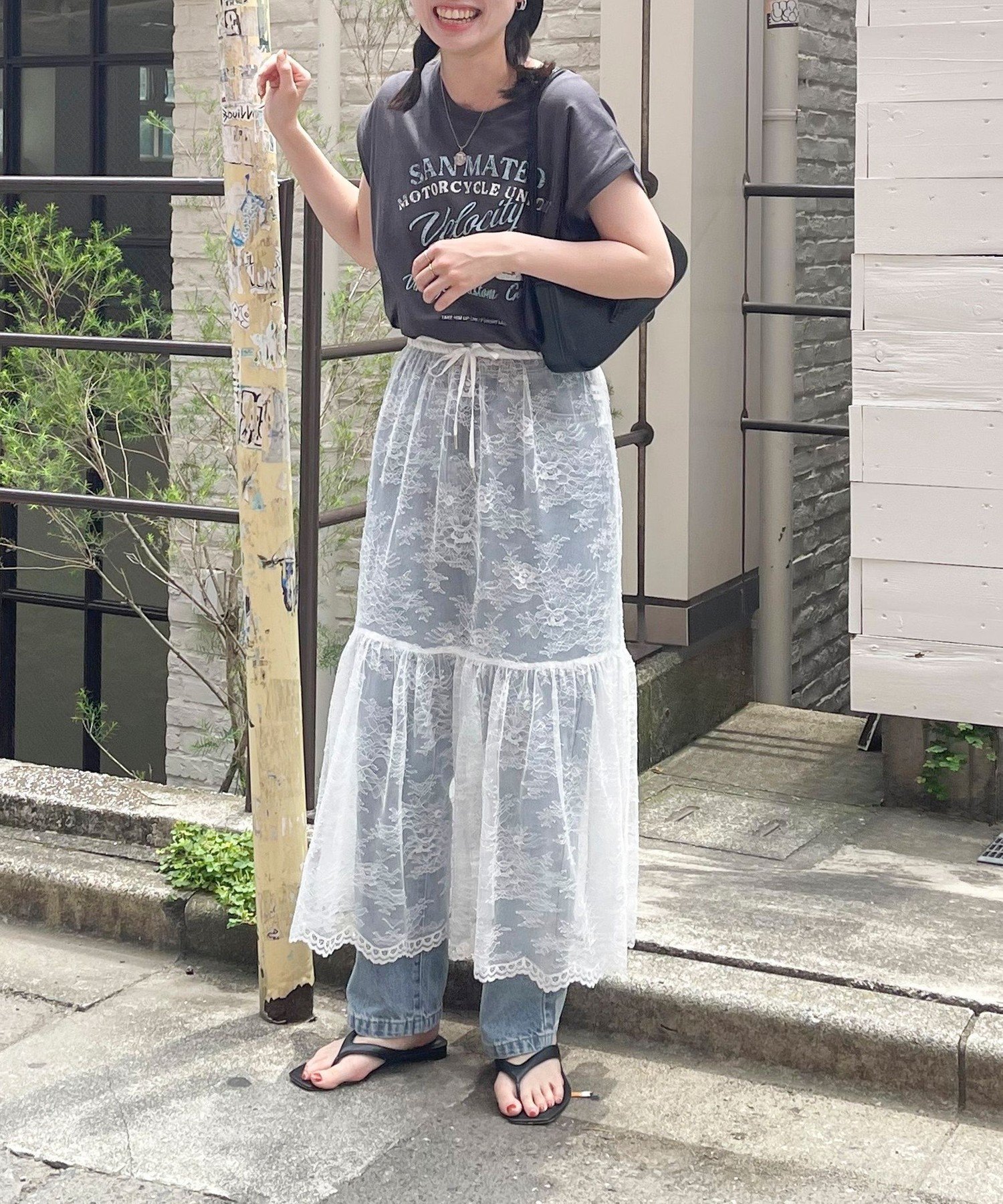 fredy emue 2WAYスカラレースギャザースカート フレディ アンド グロスター スカート その他のスカート ホワイト ブラック【送料無料】のサムネイル