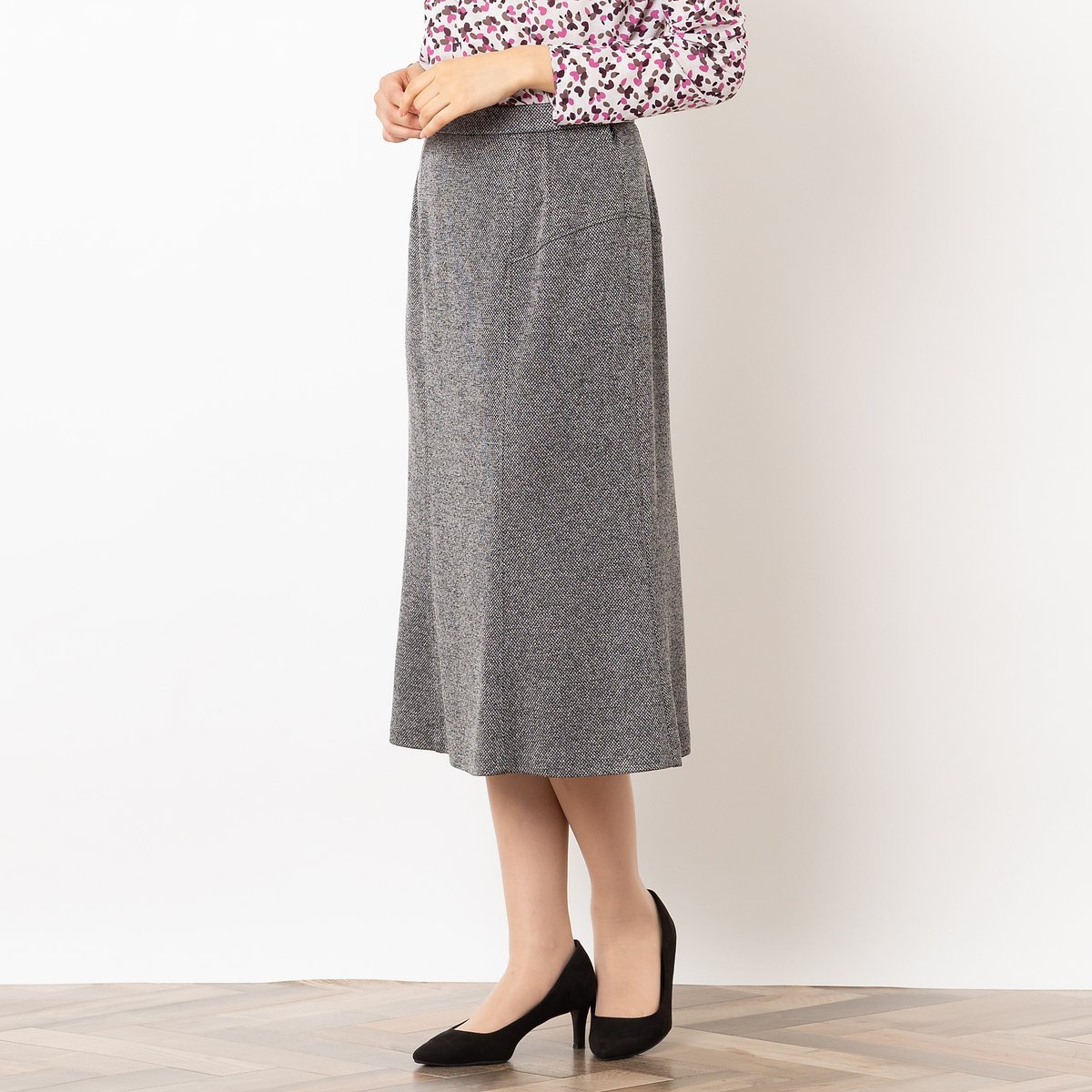 LOBJIE セミフレア6枚接ぎスカート【セットアップ可】 ロブジェ スカート その他のスカート グレー【送料無料】