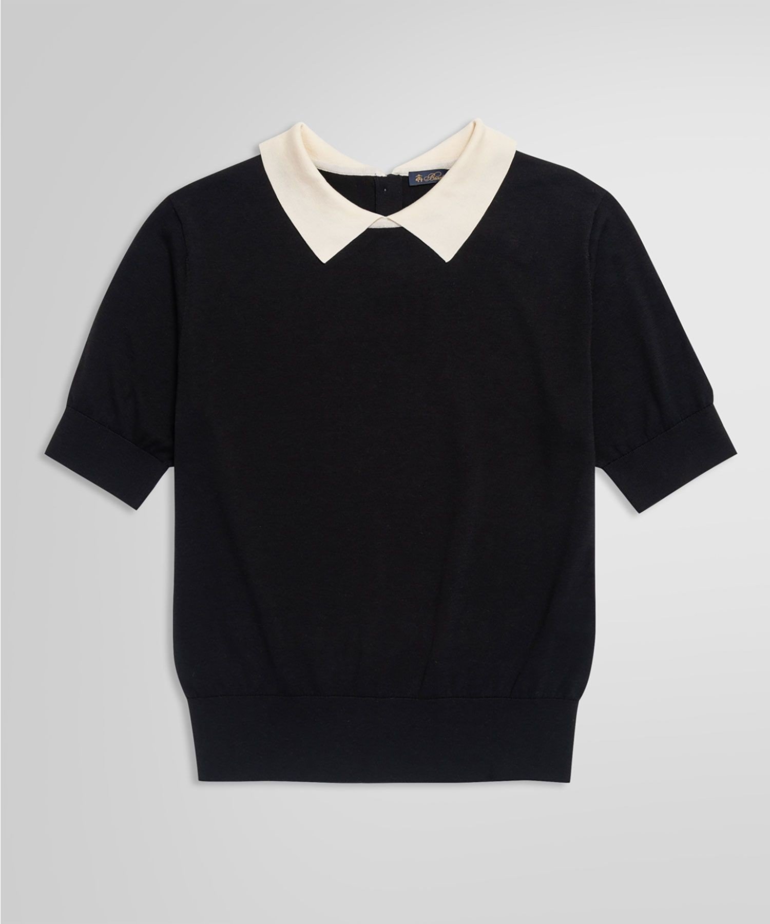 BROOKS BROTHERS キュプラ/コットン バイカラー ポロセーター ブルックス ブラザーズ トップス ニット ブラック【送料無料】