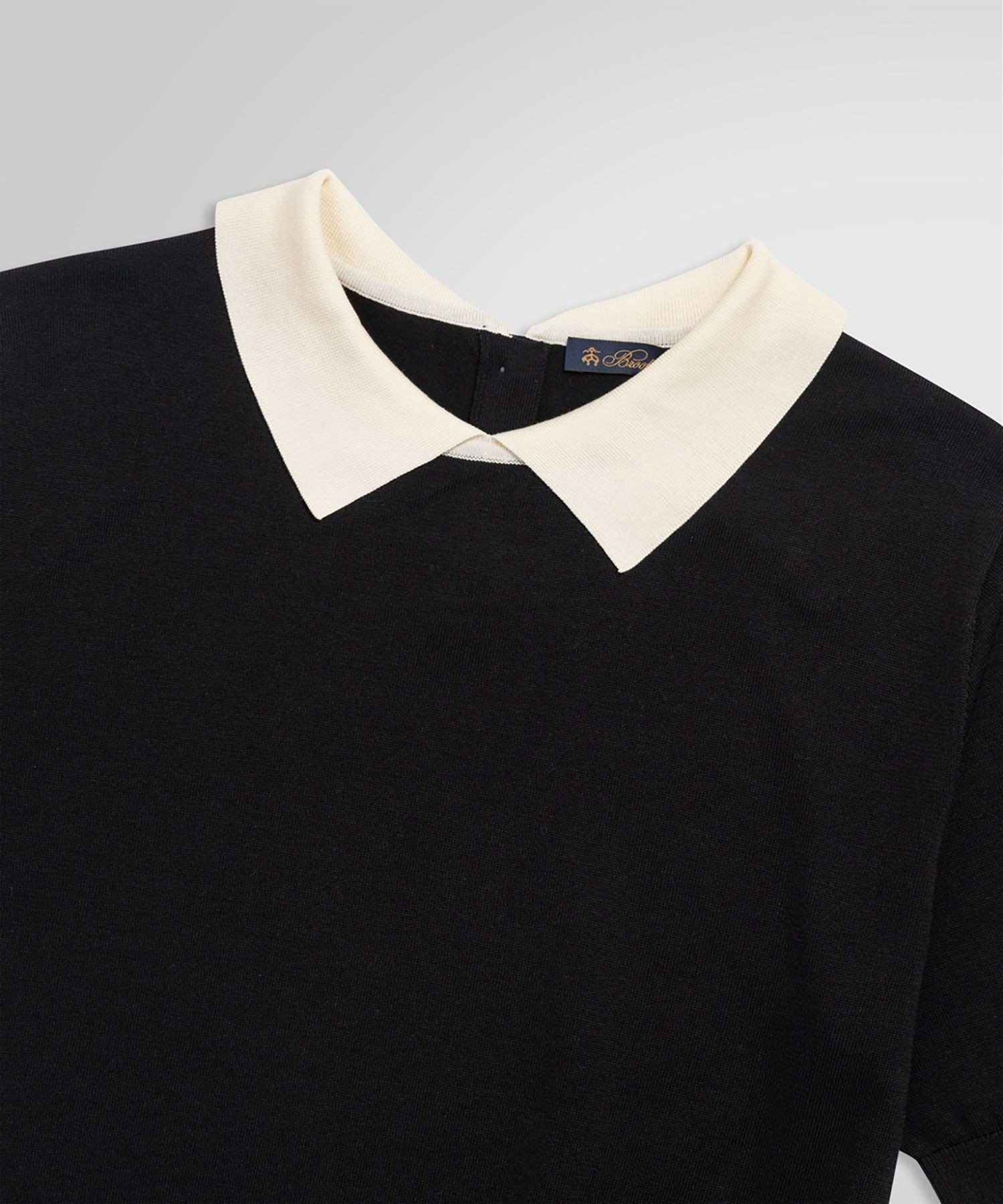 BROOKS BROTHERS キュプラ/コットン バイカラー ポロセーター ブルックス ブラザーズ トップス ニット ブラック【送料無料】