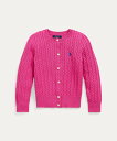 POLO RALPH LAUREN (ガールズ 2才~6才)ミニケーブル コットン カーディガン ラルフローレン トップス ニット ピンク【送料無料】