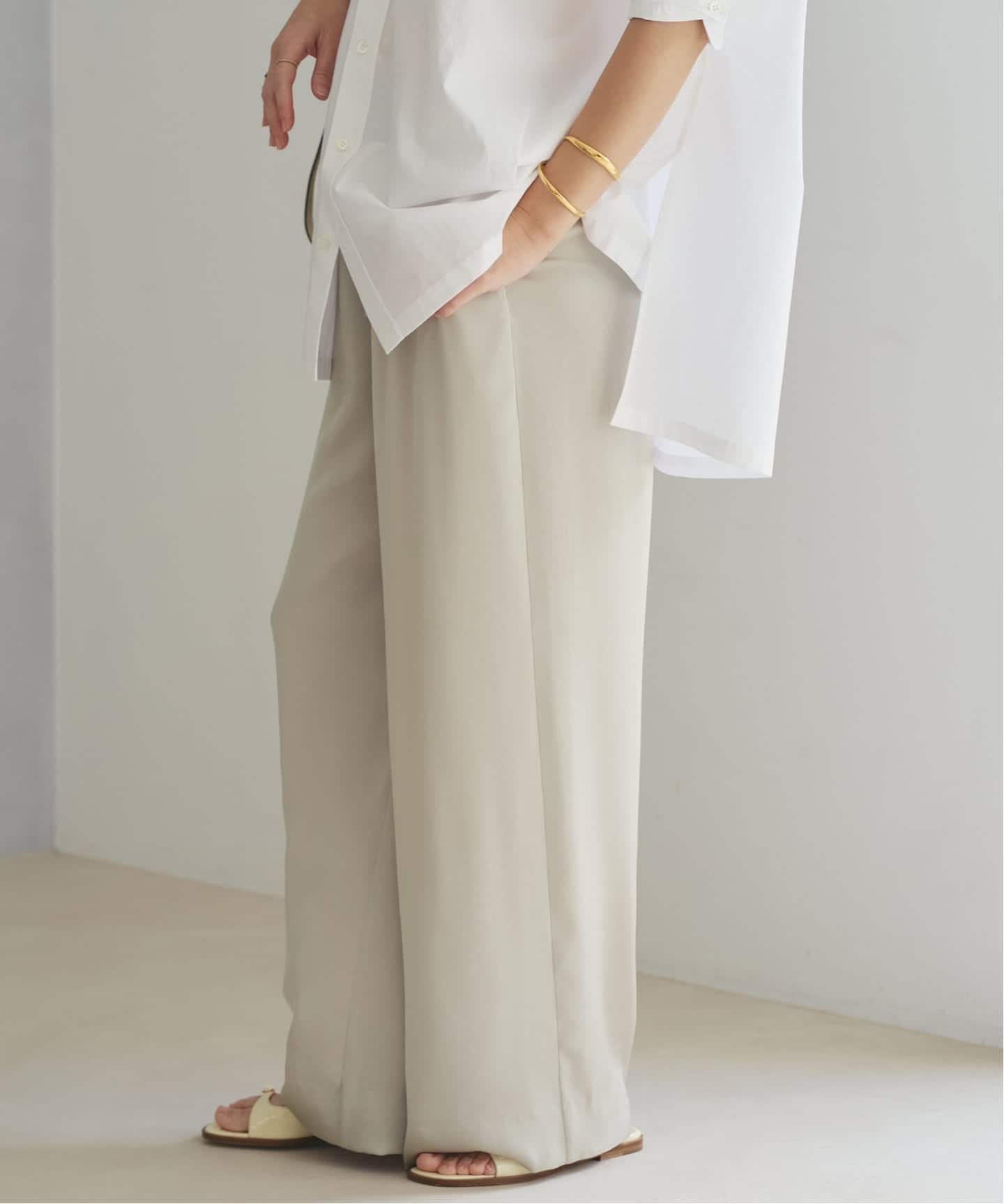 plage 《追加》dull satin relax パンツ プラージュ パンツ その他のパンツ ブラウン グレー