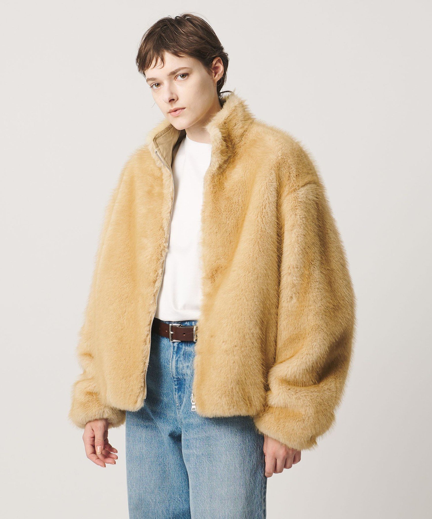 ＜LOEFF＞フェイクファー リバーシブル ブルゾン UNISEX ユナイテッドアローズ ジャケット・アウター ブルゾン・ジャンパー ブラウン ベージュ