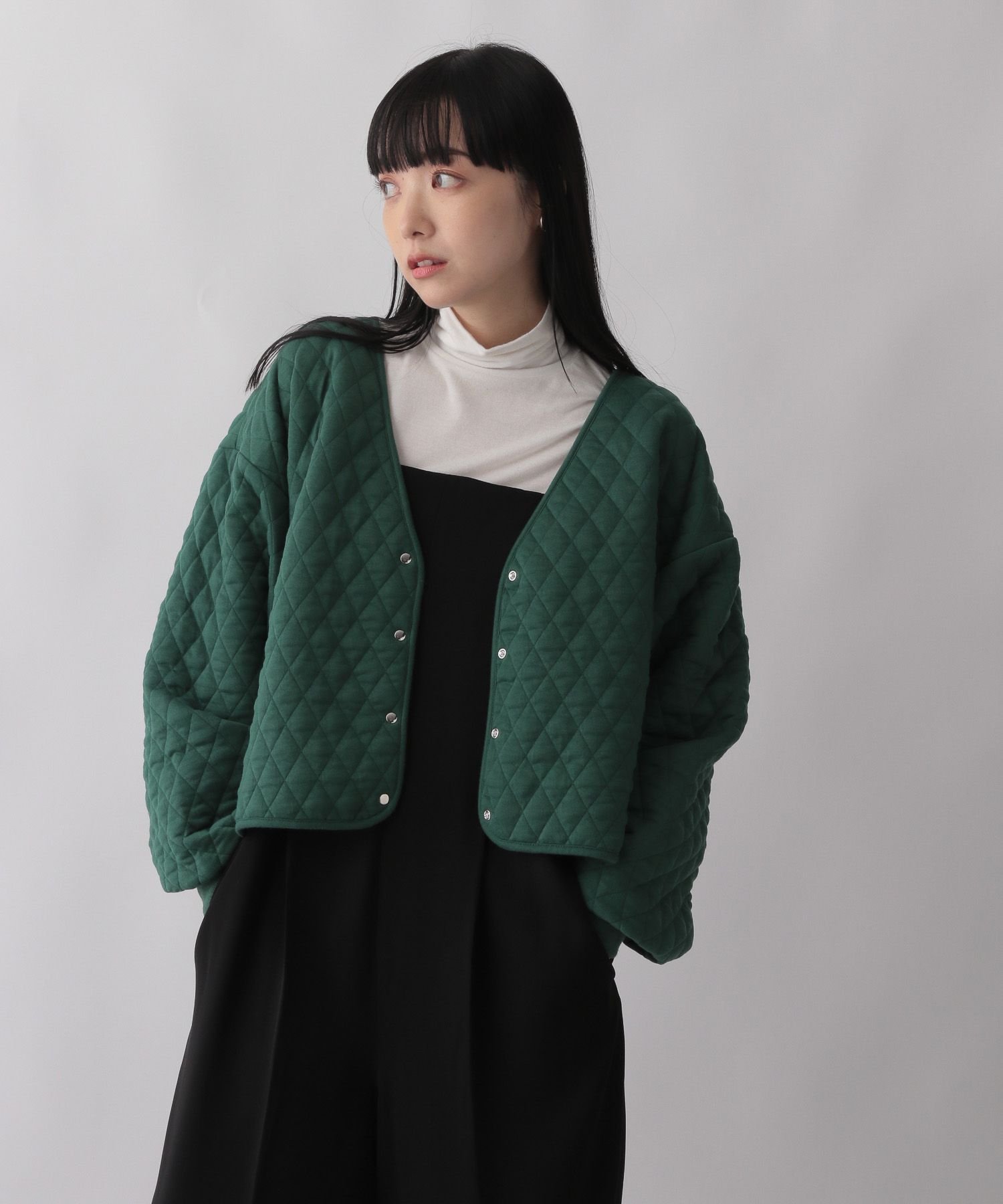 【SALE／50%OFF】LOWRYS FARM (W)キルトCDLS ローリーズファーム トップス カーディガン グリーン ブラック ホワイトのサムネイル