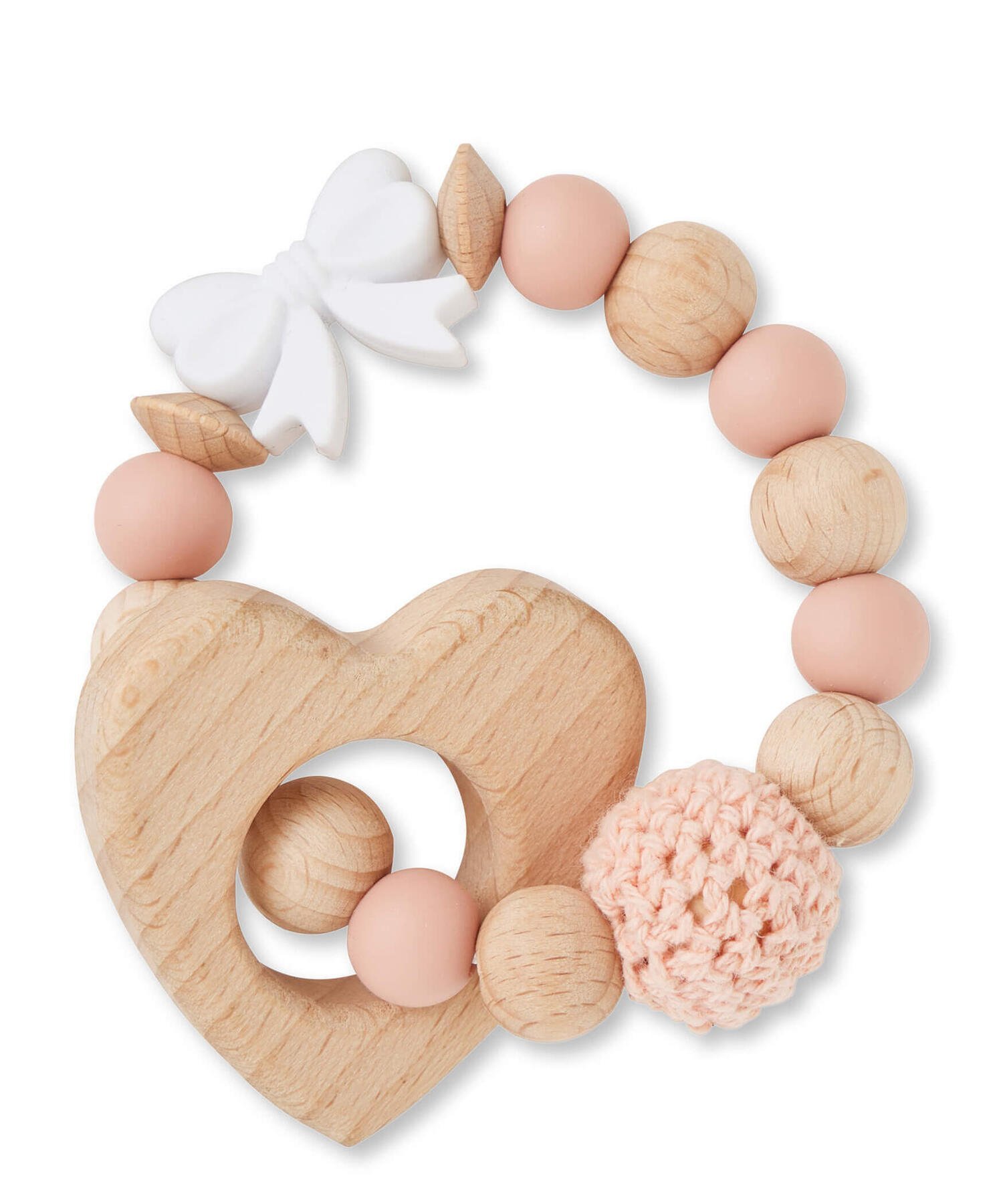 SLAP SLIP BABY ハートリボン恐竜クマコロコロモチーフ木製ビーズブレスレット型歯がためベビー ベベ オンライン ストア マタニティウェア・ベビー用品 その他のベビーグッズ イエロー ブルー ホワイト ピンク
