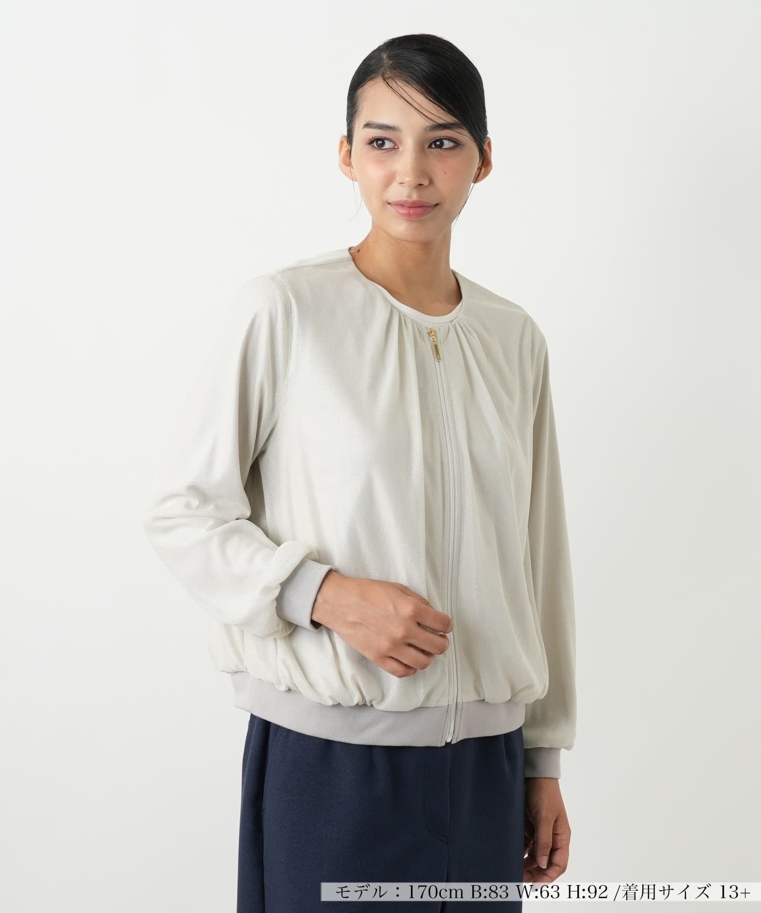 Leilian PLUS HOUSE ラメジップジャケット レリアン プラスハウス ジャケット・アウター ブルゾン・ジャンパー ブラウン ブラック
