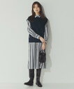 自由区 服 レディース 【SALE／30%OFF】自由区 【洗える/セットアイテム】ウールブレンドベスト*ストライプワンピ ジユウク ワンピース・ドレス シャツワンピース ネイビー ブラウン【送料無料】