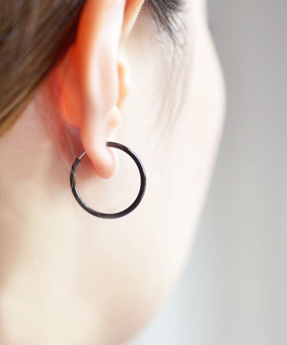 Fun&Daily F&D:2cm フープイヤリング ファンアンドデイリー アクセサリー・腕時計 イヤリング・イヤーカフ ゴールド シルバー ブラック