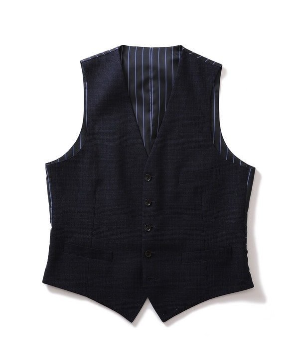CROWDED CLOSET TRブッチャーグレンチェックストレッチベスト(セットアップ対応) メンズ ビギ ジャケット・アウター マウンテンパーカー ネイビー グレー【送料無料】