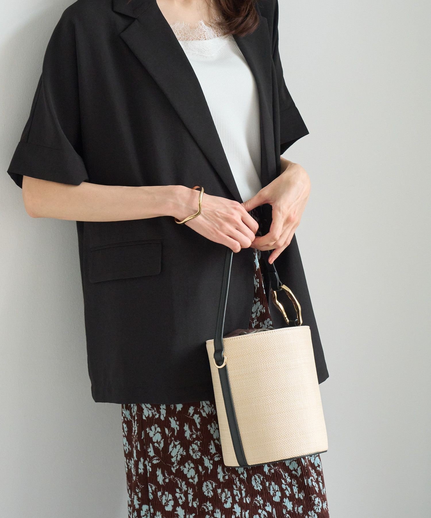 【SALE／50%OFF】ROPE' PICNIC PASSAGE ペーパーライクバケットバッグ/2WAY ロペピクニック バッグ ハンドバッグ ブラック ホワイト stylife-15688269 Rakuten Fashion サンプル画像3