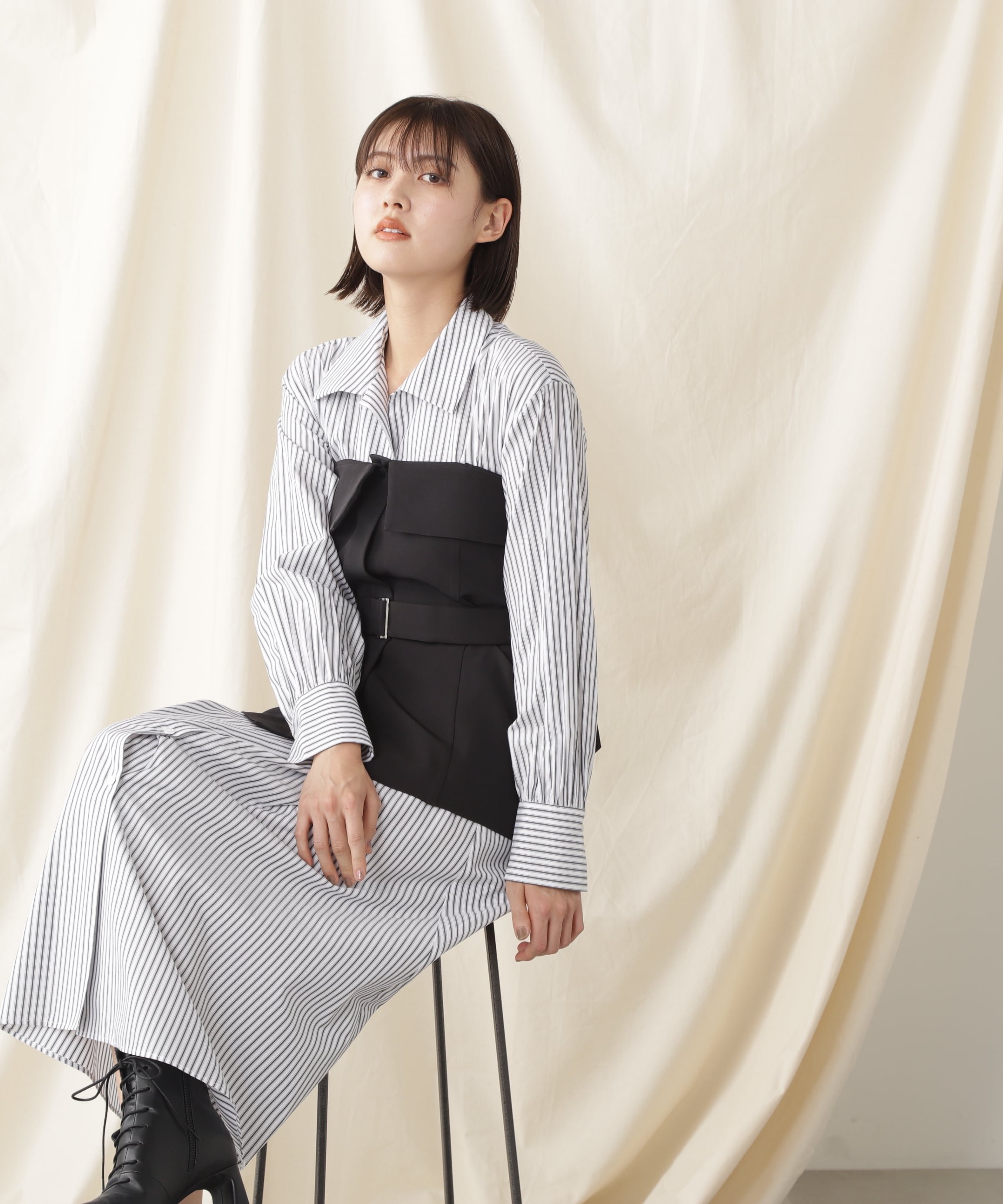 【SALE／50%OFF】JILL by JILL STUART ビスチェつきシャツワンピースセット ジル バイ ジル スチュアート ワンピース・ドレス ワンピース ベージュ【送料無料】のサムネイル