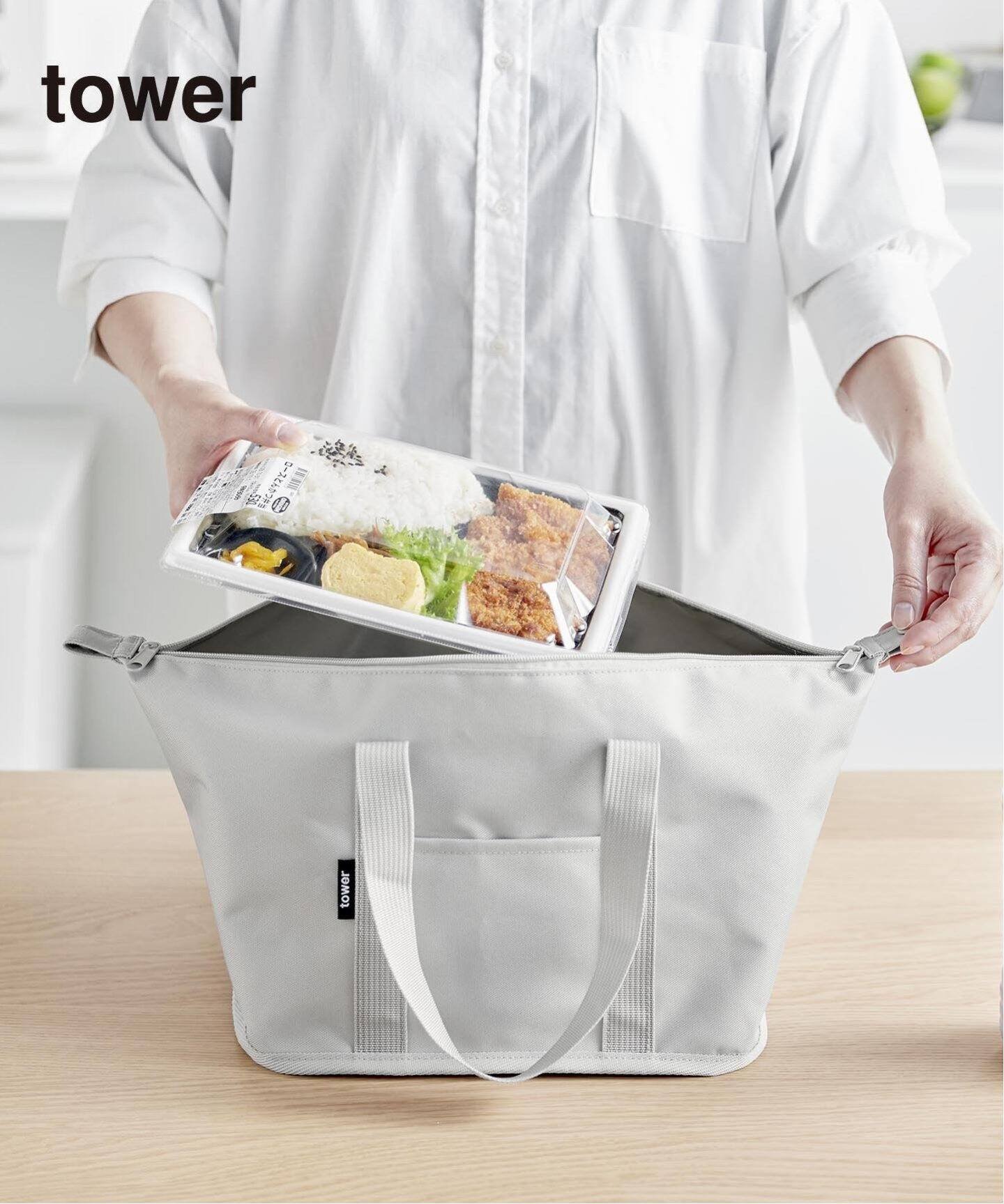 JOURNAL STANDARD FURNITURE 《WEB限定》【tower/タワー】スーパー・コンビニ弁当がそのまま入る洗えるバッグ ジャーナルスタンダードファニチャー バッグ トートバッグ ブラック グレー