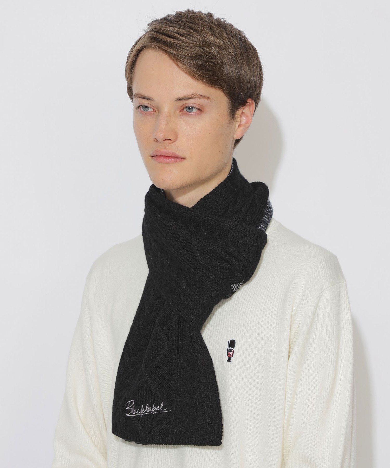 BLACK LABEL CRESTBRIDGE 【WEB限定】チェックニットマフラー ブルーレーベル / ブラックレーベル・ク..