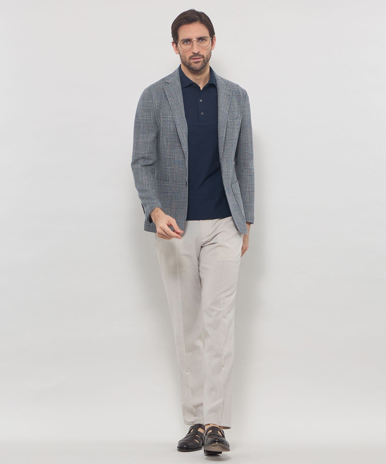 【LEON掲載】【BREASY JACKET】LENO CLOTH グレンチェックジャケット マッキントッシュ ロンドン ジャケット・アウター その他のジャケット・アウター ネイビー