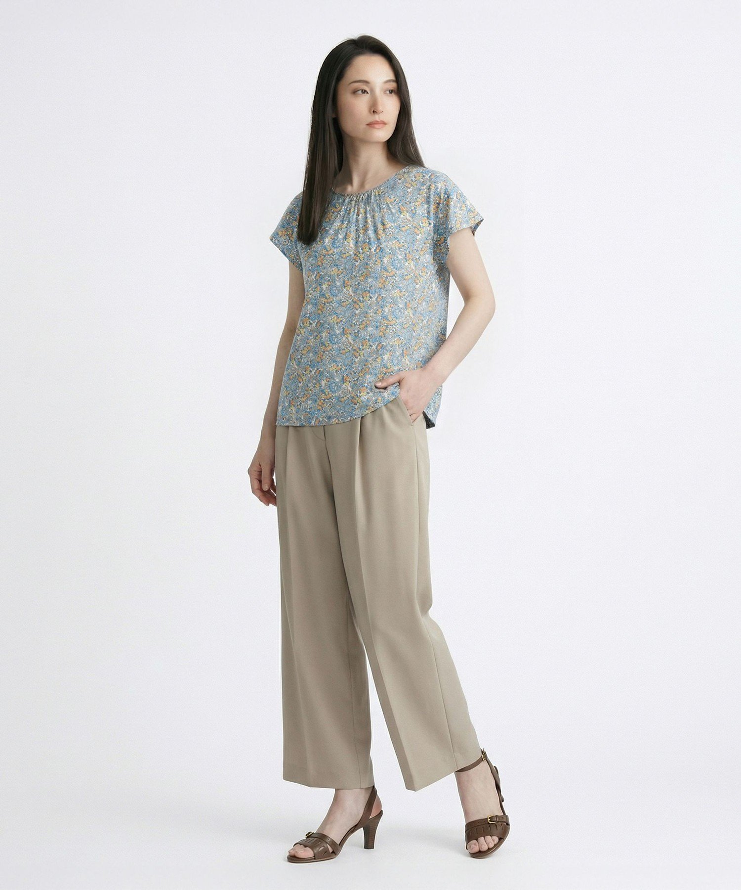 SCAPA サラサフルールカットソー スキャパ トップス カットソー・Tシャツ ネイビー