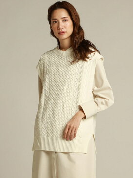 【SALE/60%OFF】la.f... 【大きいサイズ】バルキーケーブルニットベスト ラ・エフ ニット 長袖ニット ホワイト ネイビー ベージュ【送料無料】