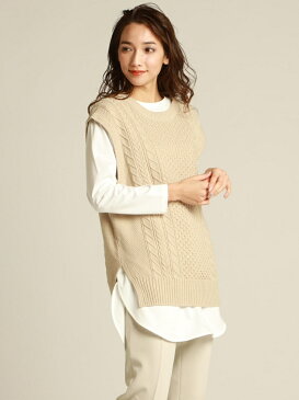 【SALE/60%OFF】la.f... 【大きいサイズ】バルキーケーブルニットベスト ラ・エフ ニット 長袖ニット ホワイト ネイビー ベージュ【送料無料】
