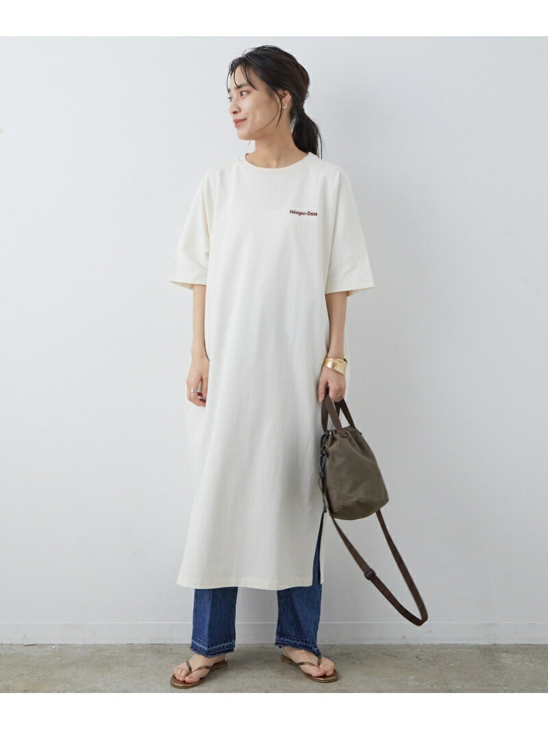 【SALE／60%OFF】SALON adam et rope' [完売カラー追加生産決定!]【Haagen-Dazs for SALON】Tシャツワンピース サロン アダム エ ロペ ワンピース・ドレス その他のワンピース・ドレス ホワイト カーキグリーン ピンク