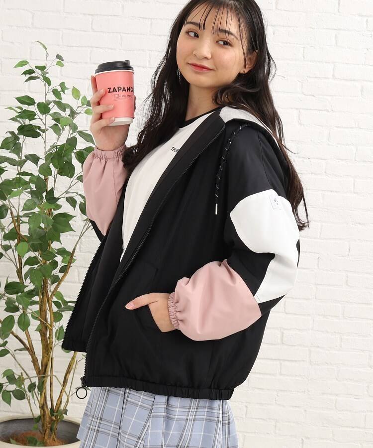 【SALE／40%OFF】PINK-latte 軽くてあったか♪中綿スポーティブルゾン ピンク ラテ ジャケット・アウター ブルゾン・ジャンパー ブラック グリーン ベージュのサムネイル