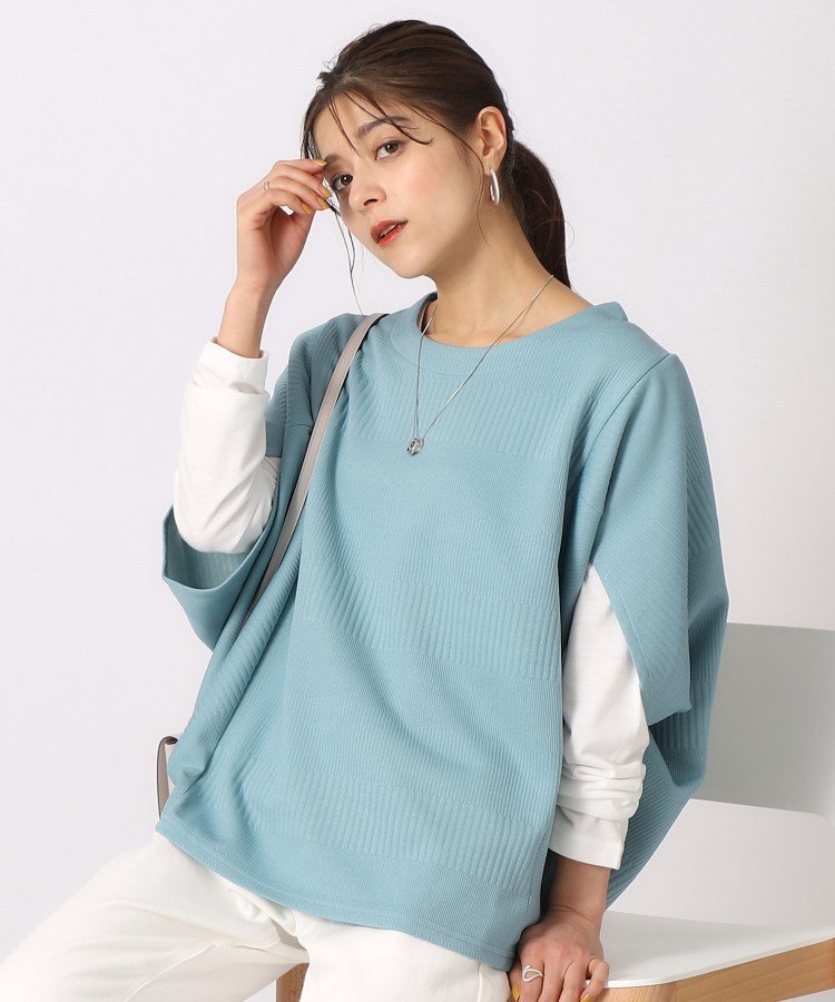 【SALE／38%OFF】SHOO・LA・RUE 【2点セット/体型カバー】ロングシーズン楽しめる モモンガトップス&ロンT シューラルー トップス アンサンブル グリーン ベージュ ネイビー