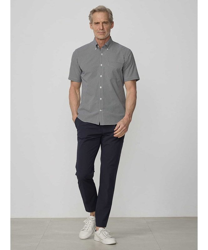 MEN TEC.3 Gingham Short Sleeve Shirt アクアスキュータム トップス シャツ・ブラウス ネイビー グレー