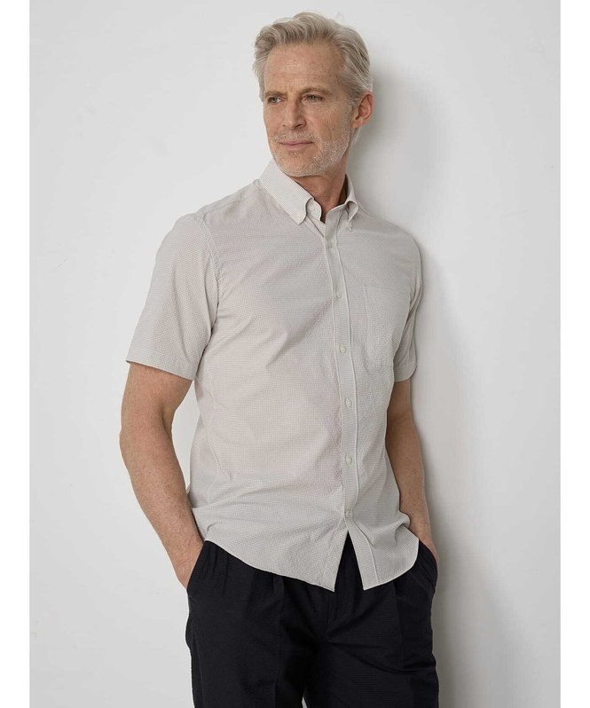 MEN TEC.3 Gingham Short Sleeve Shirt アクアスキュータム トップス シャツ・ブラウス ネイビー グレー
