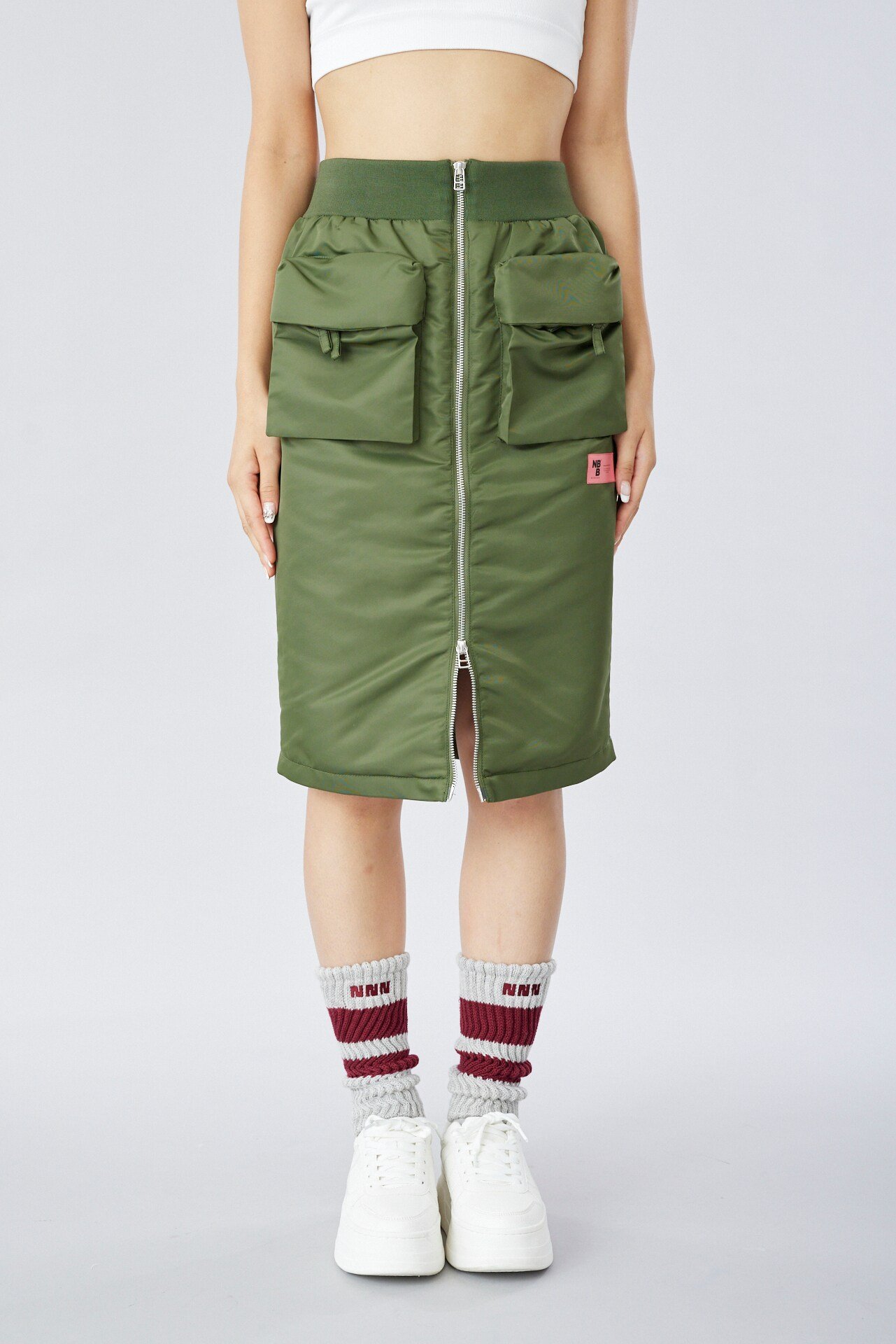 【SALE／55%OFF】NBB WEEKEND ミドル丈 ナイロンツイルスカート (LADIES) エヌビービーウィークエンド スカート その他のスカート ブラック カーキ【送料無料】