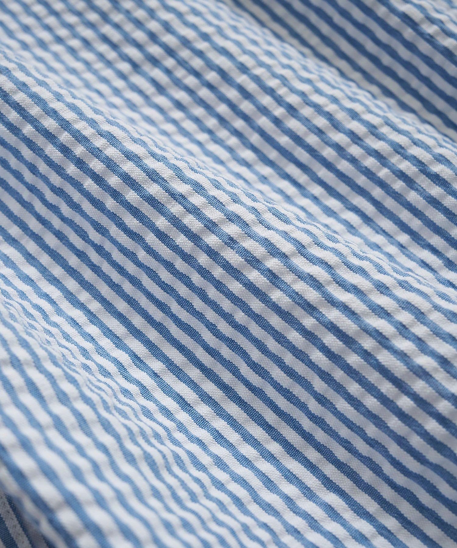 BROOKS BROTHERS ストレッチコットン シアサッカーストライプ ショートスリーブ カジュアルシャツ Regular Fit ブルックス ブラザーズ トップス シャツ・ブラウス ブルー【送料無料】